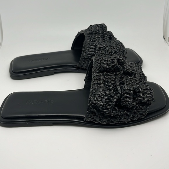 Farm Rio Ruffle Black Crochet Casual Slide Sandals Size 7 - NEW - Picture 5 of 11